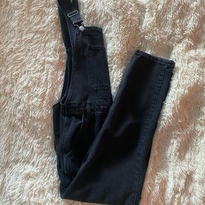 Top shop Black Cropped Overalls